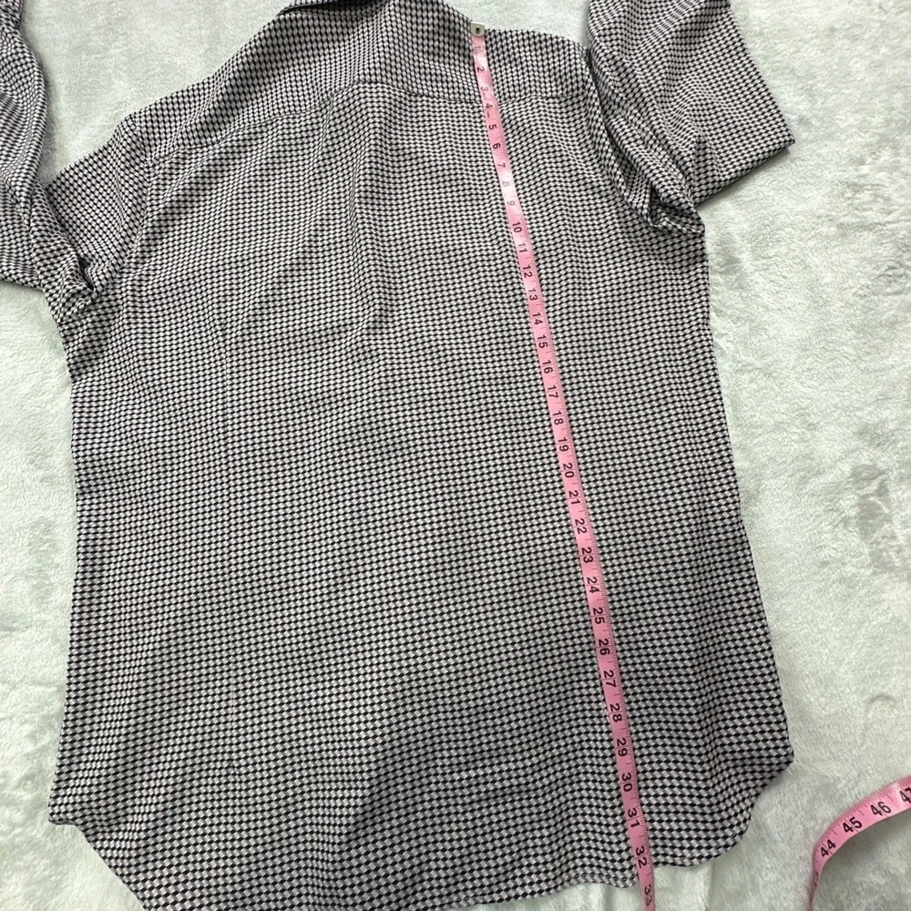 WRK 4‎ Way Stretch Long Sleeve Shirt Mens 18 Pink Black Geometric Print Stretch